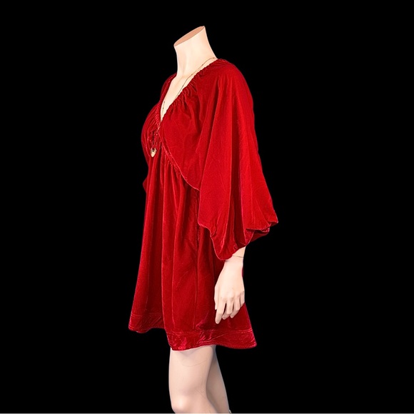 Free People Red Portia Velvet Mini Dress S - Picture 6 of 11